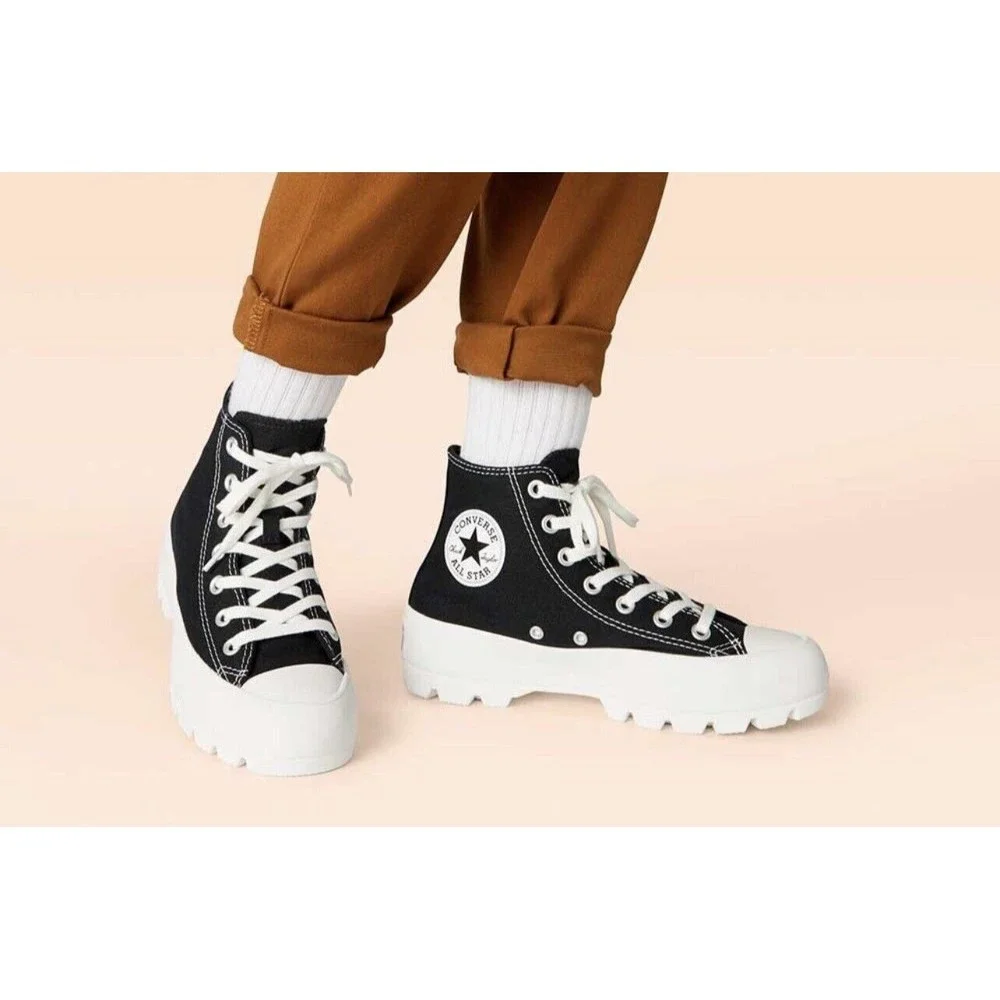 Converse Women Chuck Taylor All Star Platform Black White Canvas Shoes Size 9